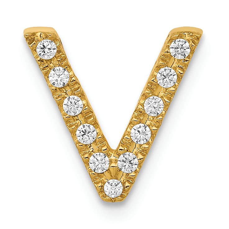 10k Yellow Gold 0.116 cttw Diamond Letter V Initial Charm