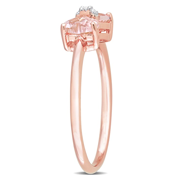Morganite and Diamond 10K Rose Gold Bow Ring 1.015ctw