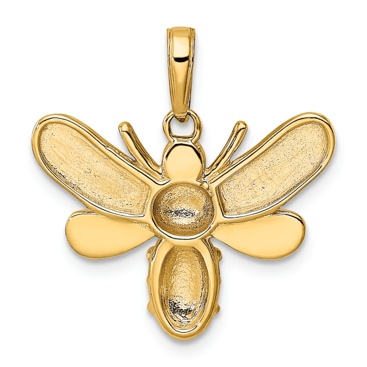 14k Two-tone Gold Diamond-Cut Bumblebee Pendant