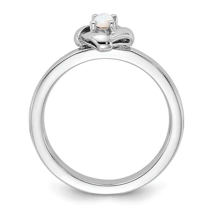 Sterling Silver Stackable Expressions Lab Created Opal Ring 0.09ctw