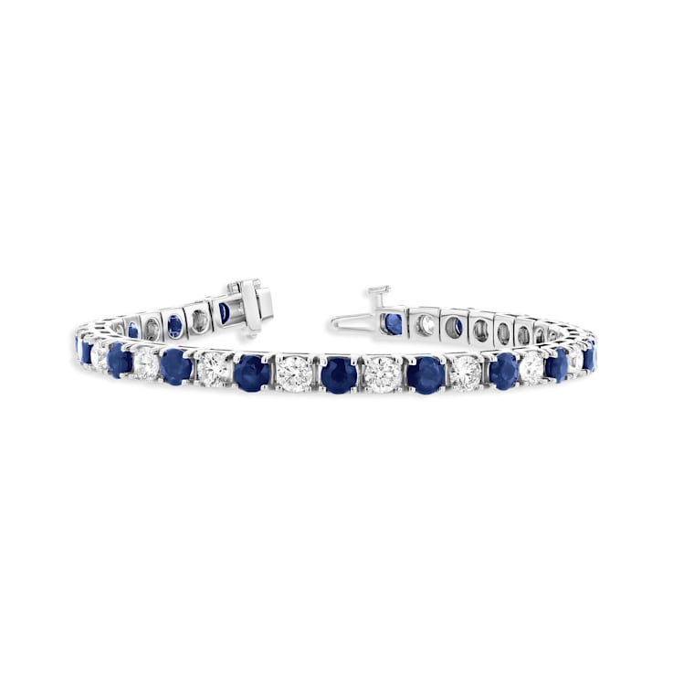 6.25ctw Sapphire and Diamond Bracelet in 14k White Gold