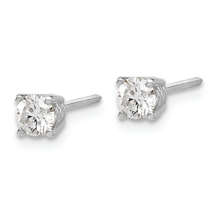 Rhodium Over 14K White Gold 1/2ct. 4.0mm Round G H I True Light
Moissanite Screwback Earrings