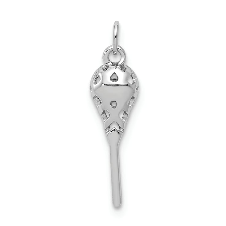 Rhodium Over 14k White Gold Textured Diamond Lacrosse Stick Pendant