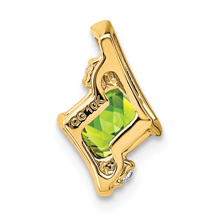 10k Yellow Gold 0.63 ctw Cushion Peridot and Diamond Chain Slide Pendant