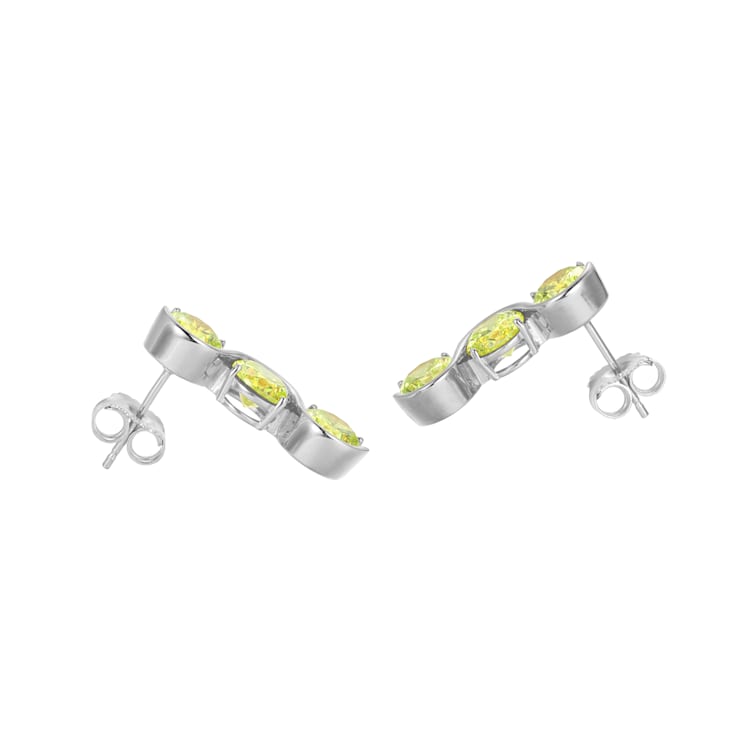 Green Cubic Zirconia Platinum Over Silver November Birthstone Earrings 7.76ctw
