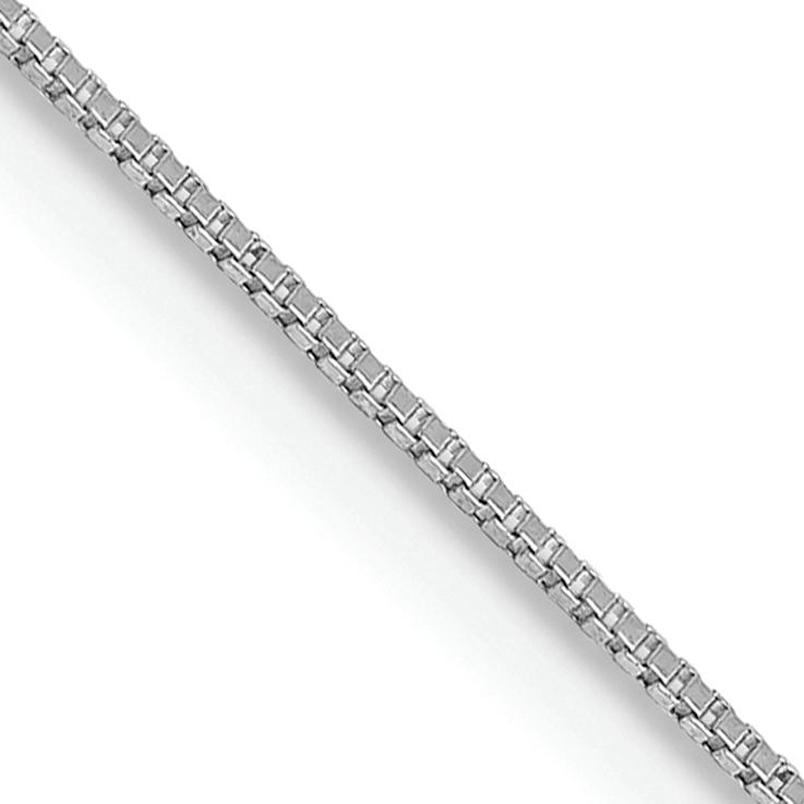 Rhodium Over 14k White Gold 0.5mm Solid Box 13 Inch Chain