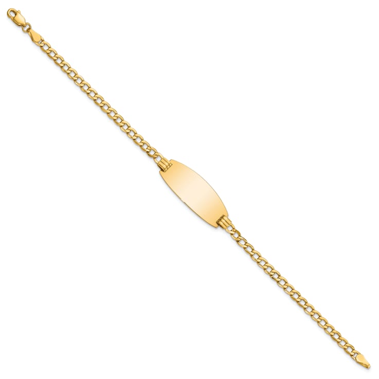 14k Yellow Gold Oval Curb Link ID Bracelet