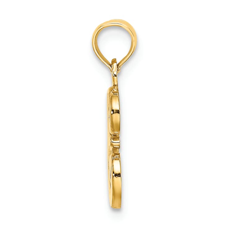 14k Yellow Gold Script Letter E Initial Pendant