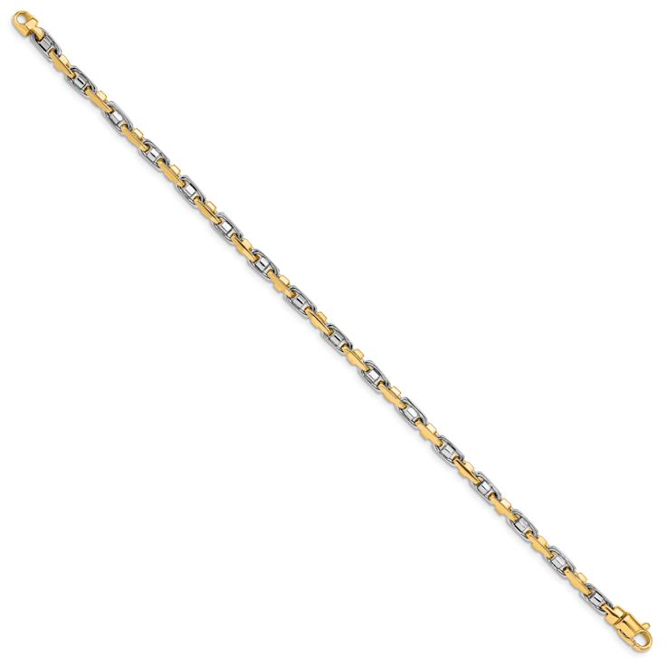 10k Yellow Gold and 10k White Gold 3.5mm Fancy Link Bracelet