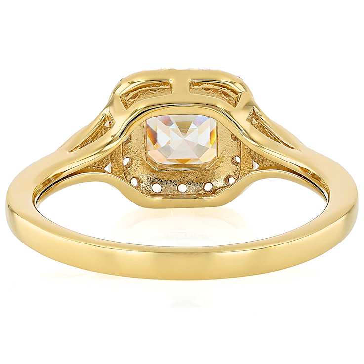 Diamond Simulant Square Octagonal And White Zircon Ring In 18K Gold Over
Sterling Silver 1.67ctw