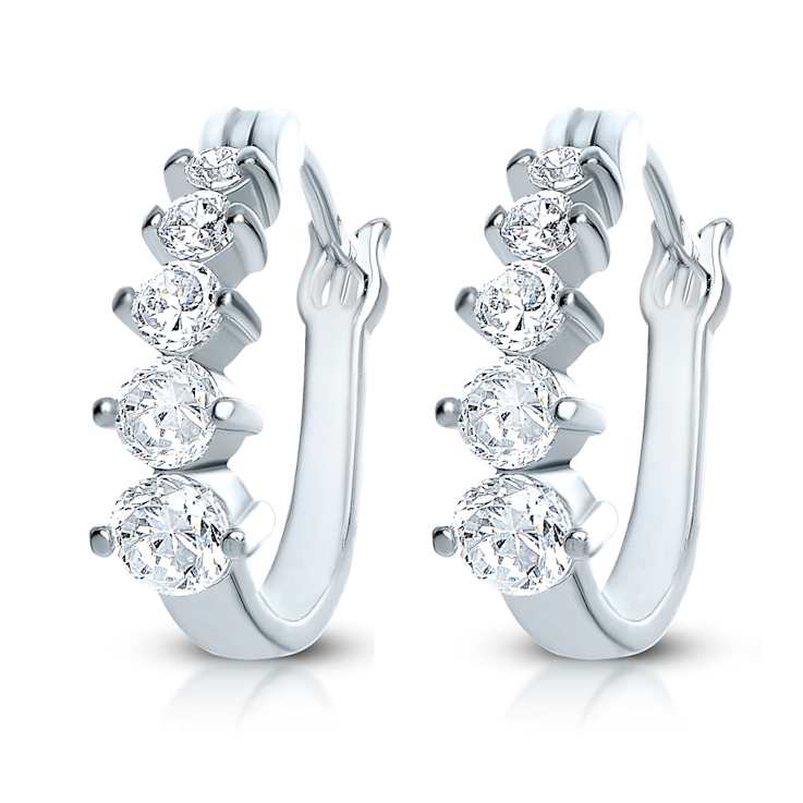 CZ Inside-Out Hoop Earrings In Sterling Silver