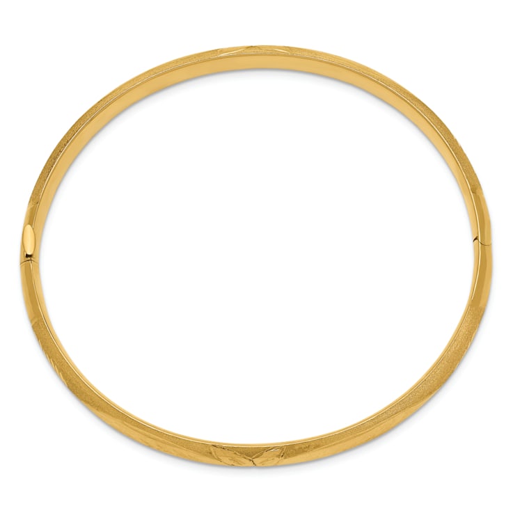 14K Yellow Gold 4/16 Florentine Hinged Bangle Bracelet