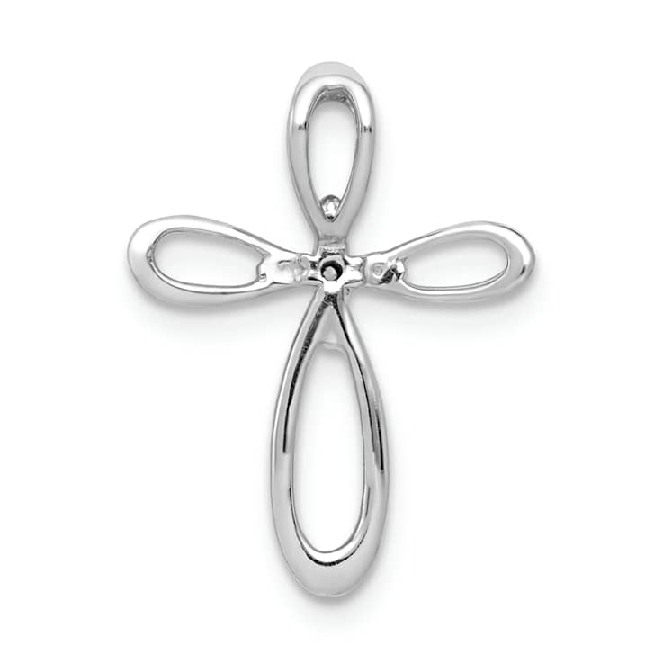 Rhodium Over 10k White Gold Diamond Cross Chain Slide Pendant
