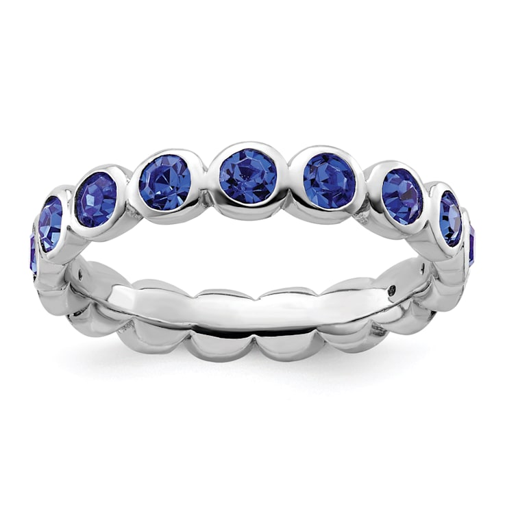Sterling Silver Stackable Expressions Blue Crystal Ring