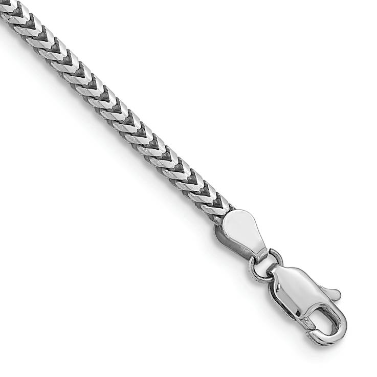 Rhodium Over 14k White Gold 2.5mm Solid Franco Chain
