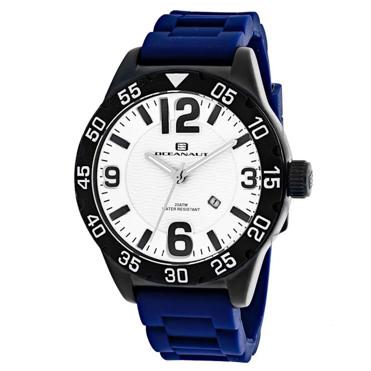 Oceanaut Men's Aqua One White Dial, Blue Silicone Watch