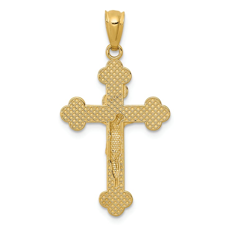 14K Yellow Gold Polished INRI Medium Crucifix Pendant
