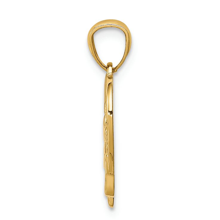 14k Yellow Gold Baby Feet Heart Pendant