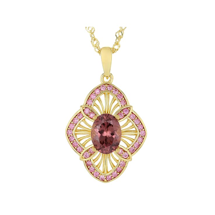 Blush Zircon And Pink Lab-Created Moissanite Pendant Necklace In 18K
Gold Over Sterling Silver 2.02ctw