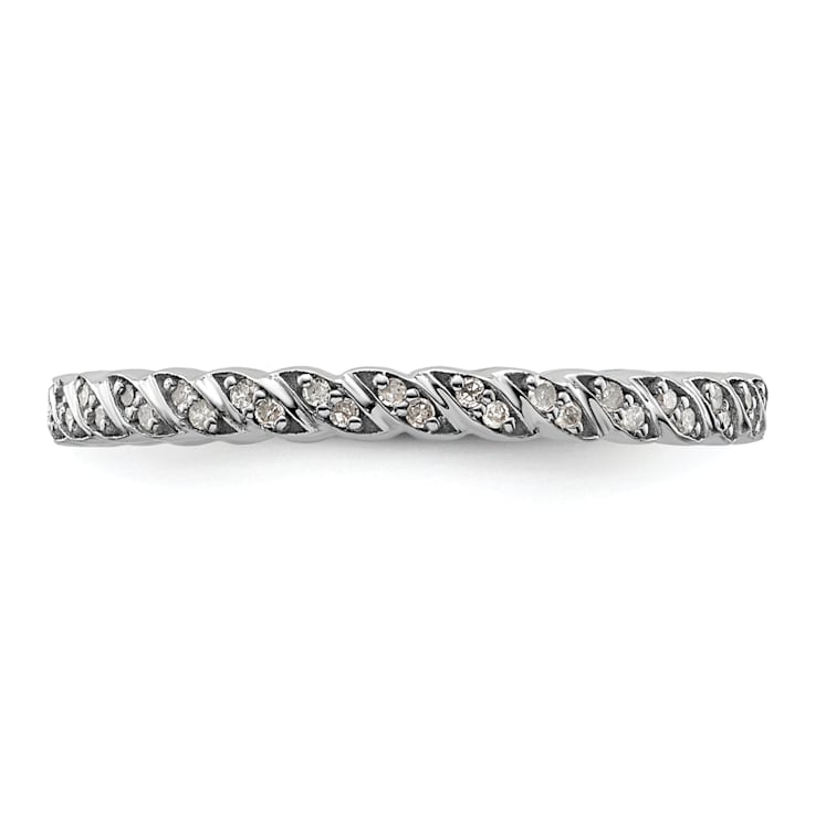 Sterling Silver Stackable Expressions Polished Diamond Ring 0.18ctw
