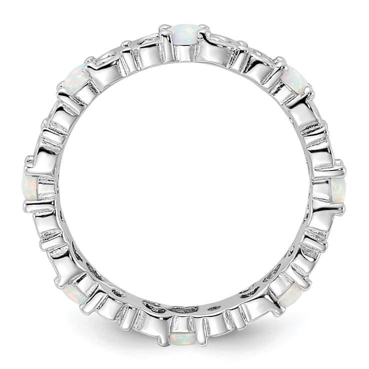 Sterling Silver Stackable Expressions Lab Created Opal Ring 0.44ctw