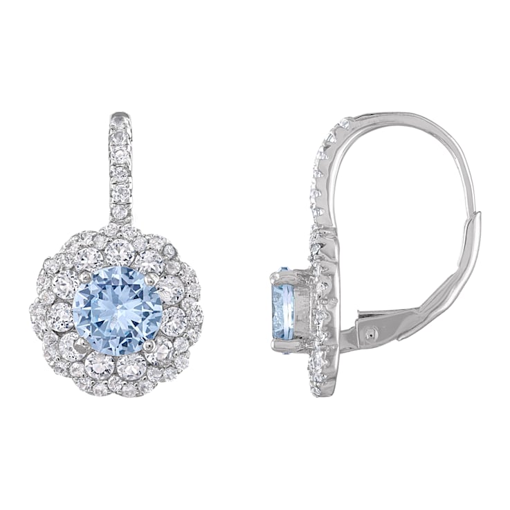 Lab Created Spinel Sterling Silver Earrings 3.14ctw