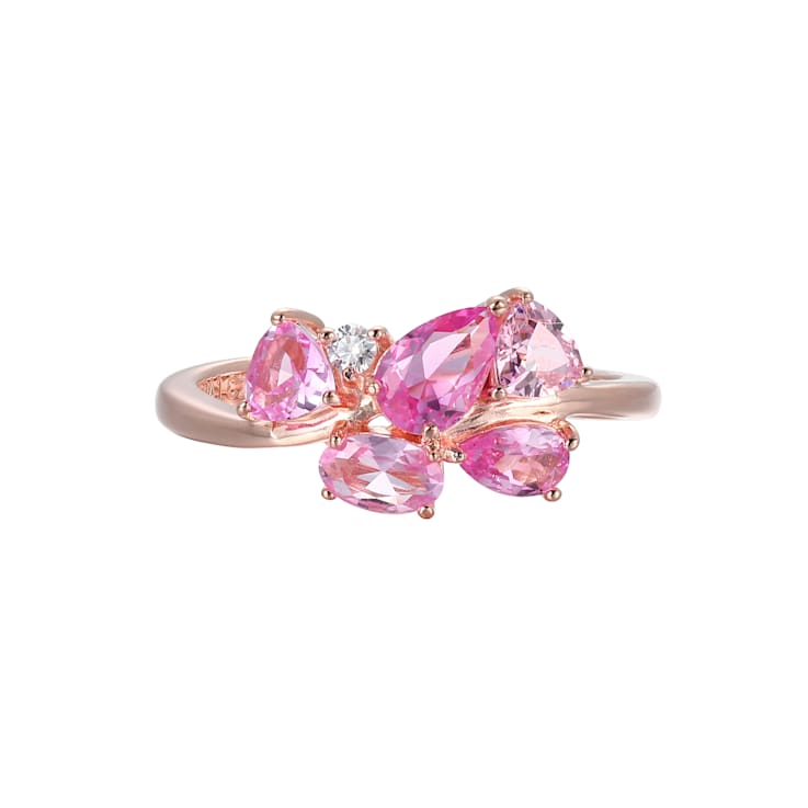 Created Pink Sapphire and Pink Cubic Zirconia Rhodium Over Sterling
Silver Ring 1.57ctw