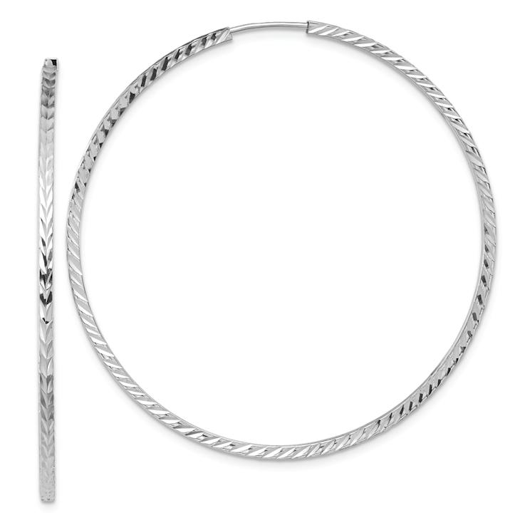 Rhodium Over 14k White Gold 1 15/16" Diamond-Cut Square Tube
Endless Hoop Earrings