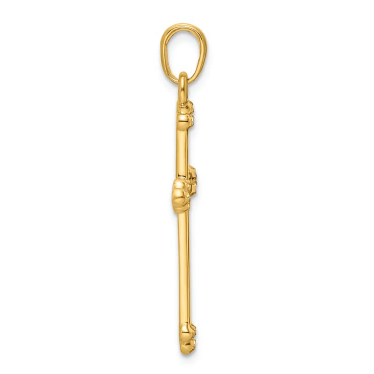 14k Two-tone Gold Diamond-cut Cross Pendant