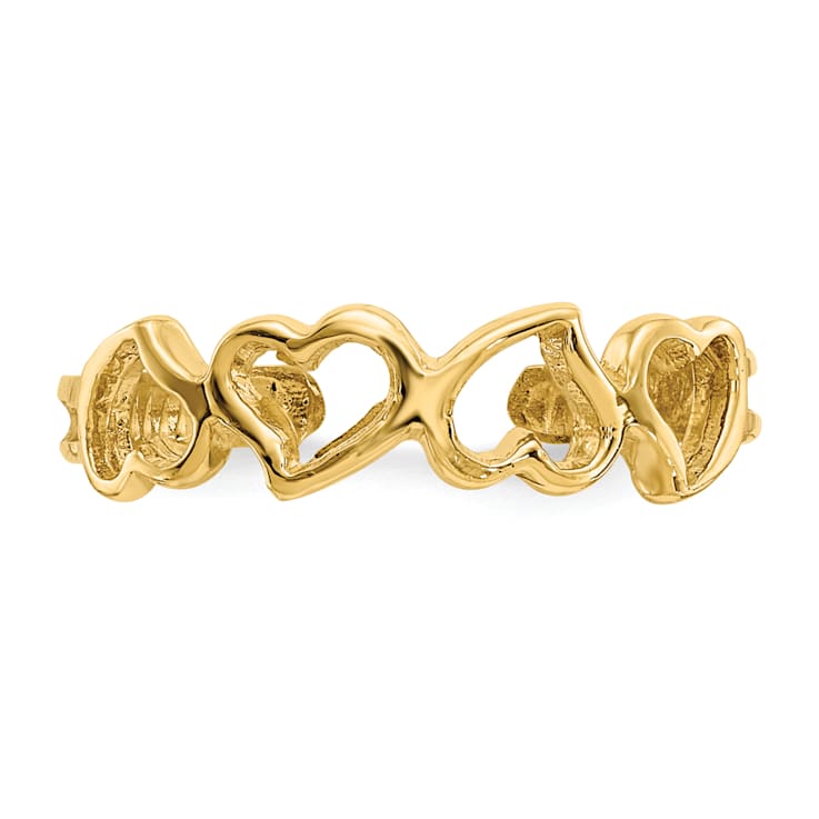14K Yellow Gold Heart Toe Ring