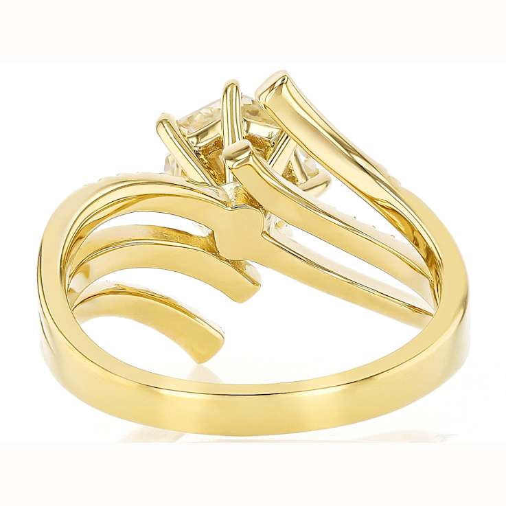 Diamond Simulant Bypass Ring In 18K Gold Over Sterling Silver 3.01ctw