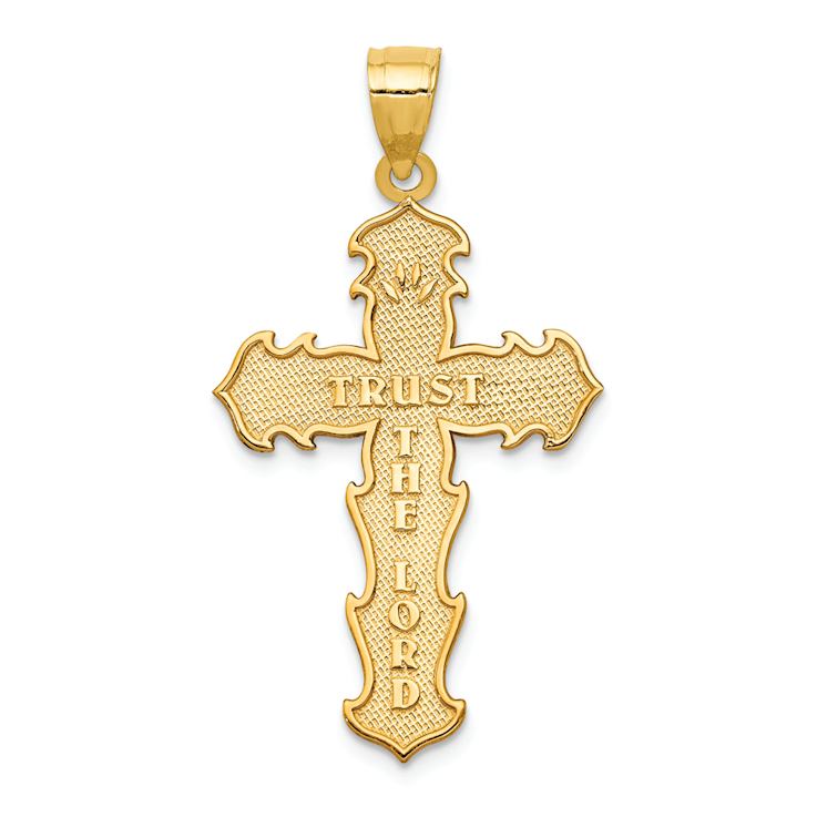 14k Yellow Gold Textured Reversible Passion Cross Pendant