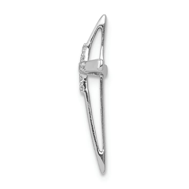 Rhodium Over 10k White Gold Diamond Cross Chain Slide Pendant