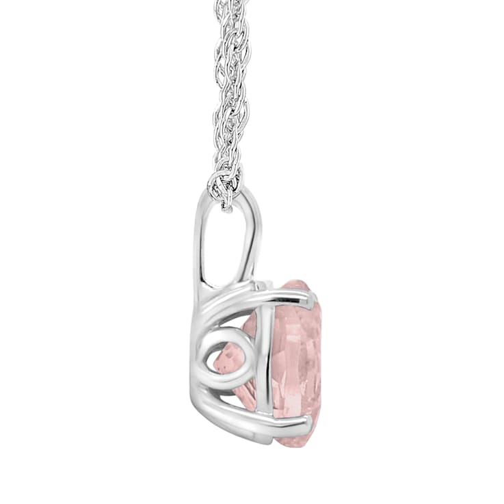 8mm Round Rose Quartz Rhodium Over Sterling Silver Pendant With Chain