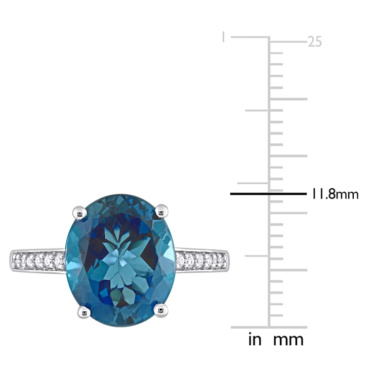 London Blue Topaz and Diamond 14K White Gold Ring 5.32ctw