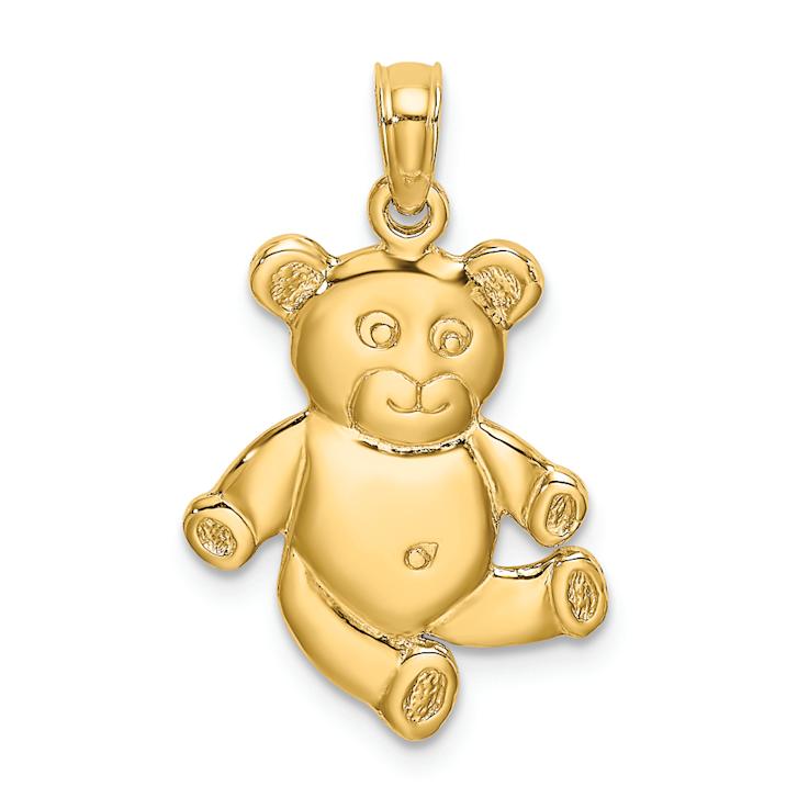 14k Yellow Gold Children's Reversible 3D Teddy Bear Charm