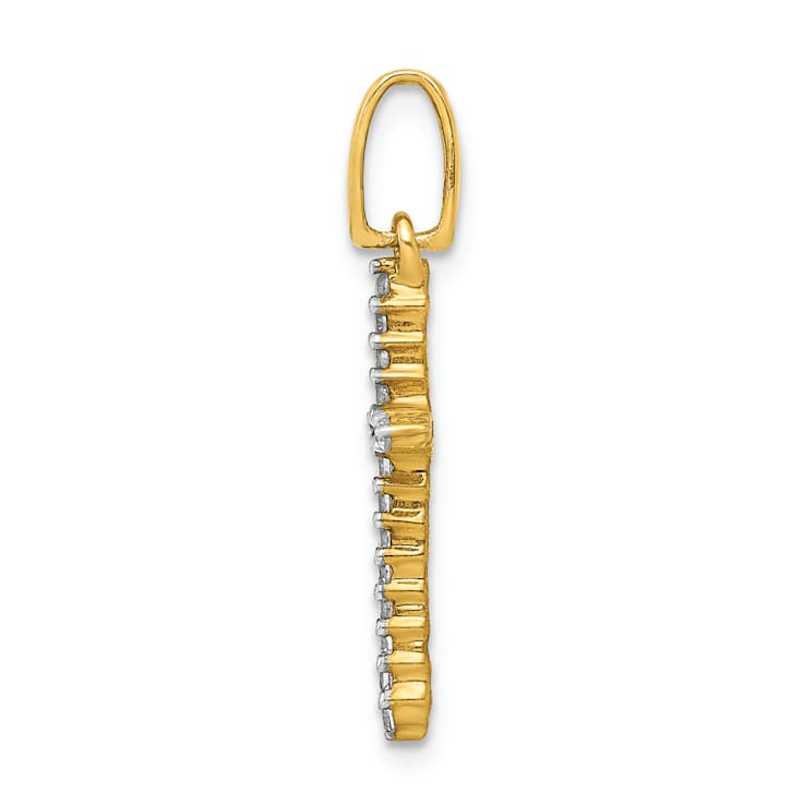 10k Yellow Gold and Rhodium Over 10k Yellow Gold 0.168 ctw Diamond Cross Pendant