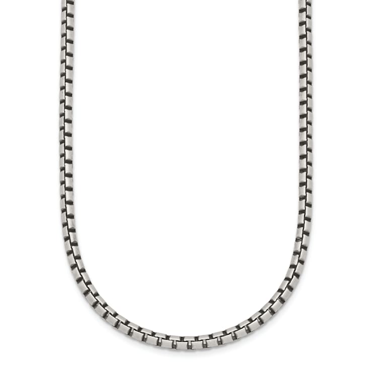 Sterling Silver Antiqued and Satin 3.2mm Box 16 Inch Chain