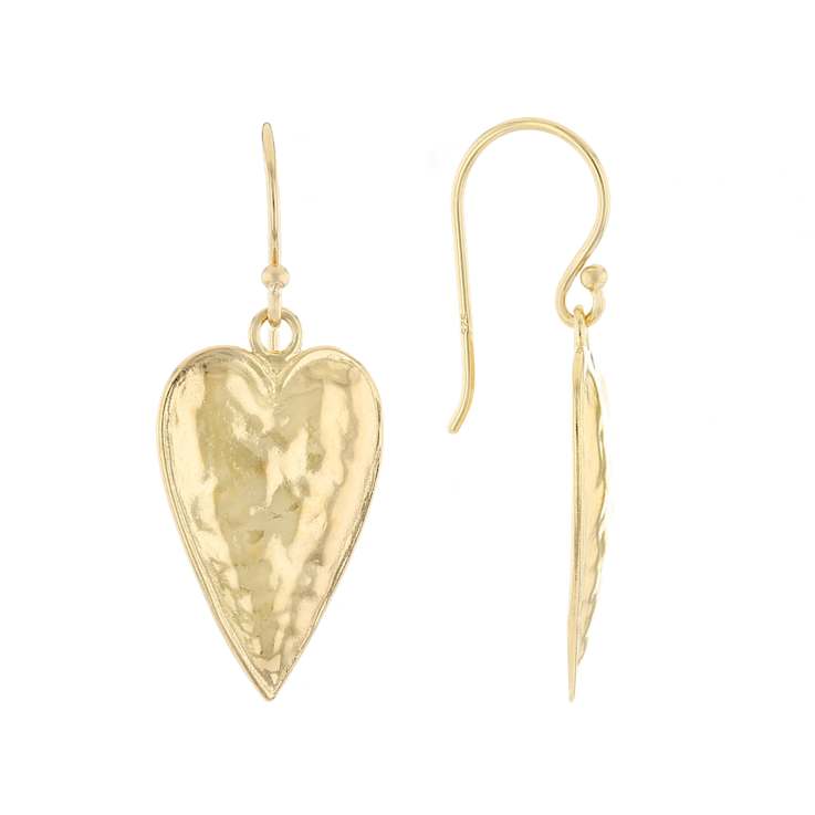 Heart Earrings In 14K Gold Over Sterling Silver