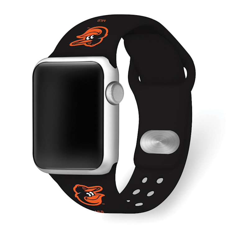 Gametime MLB Baltimore Orioles Black Silicone Apple Watch Band (42/44mm
M/L). Watch not included.