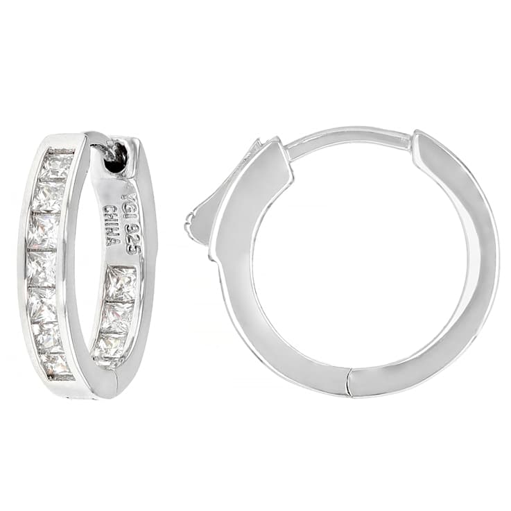 PrIncess-Cut CZ Inside-Out Hoop Earrings In Sterling Silver