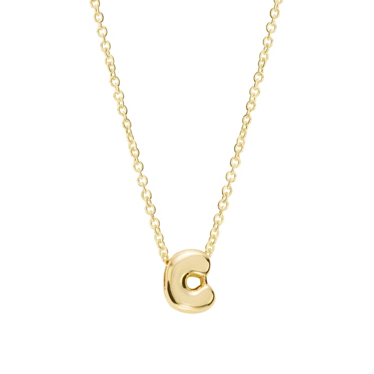 CZ Initial C Tennis Necklace And Pendant Set In 14K Gold Over Brass 4.05ctw