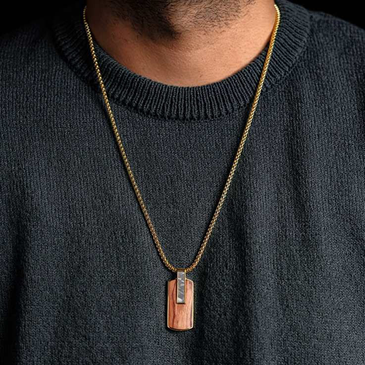 Atlantica Dog Tag Wood Meteorite