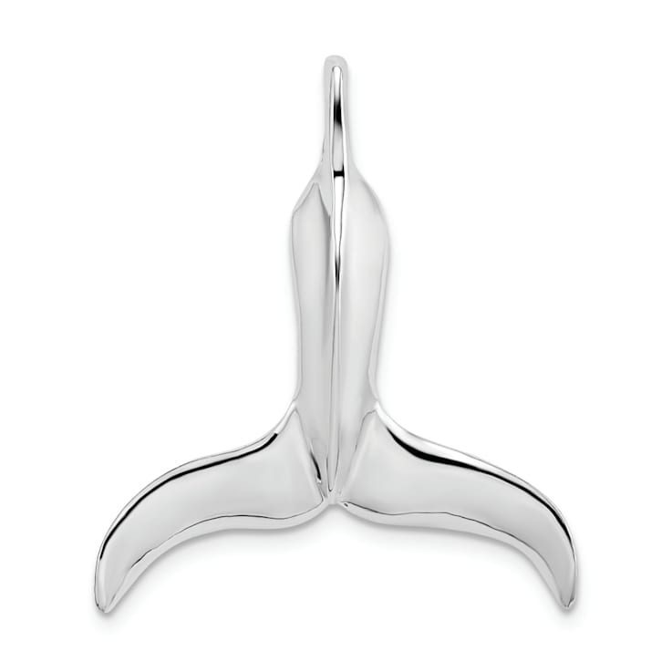 Rhodium Over Sterling Silver Polished 3D Whale Tail Pendant