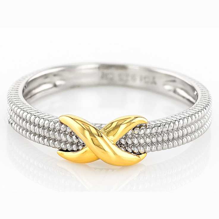 Two-Tone InfInity Band Ring In Sterling And 18K Gold Over Sterling Silver