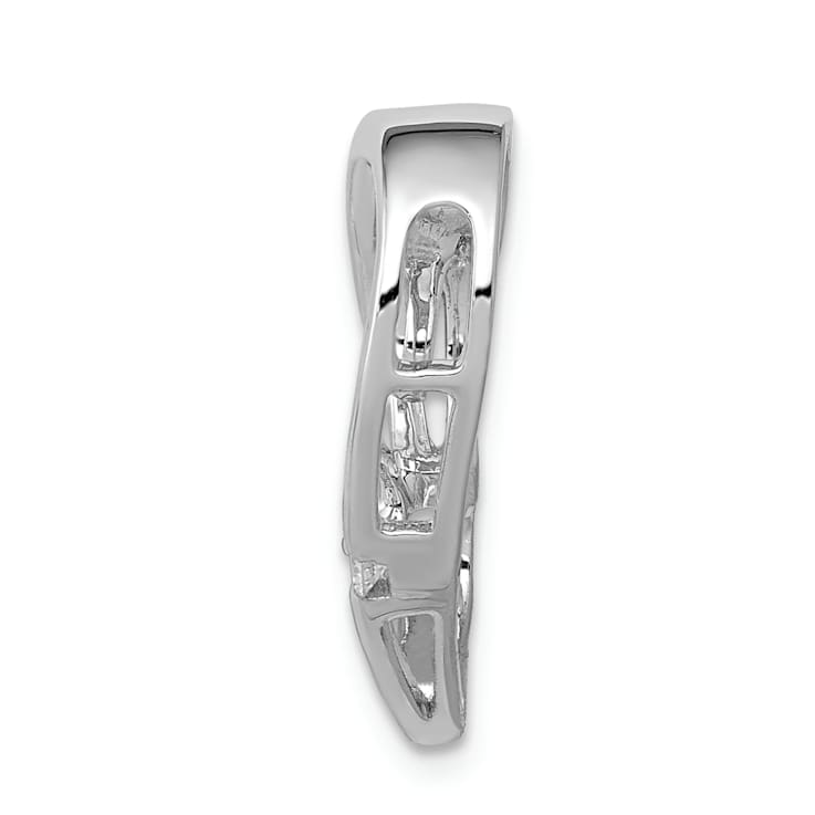 Rhodium Over 14k White Gold Diamond Double Hearts Chain Slide Pendant