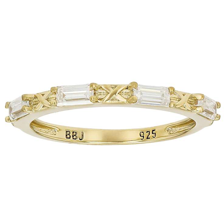 Moissanite Baguette Stackable Ring Set Of 2 In 14K Gold Over Sterling
Silver 0.72ctw DEW