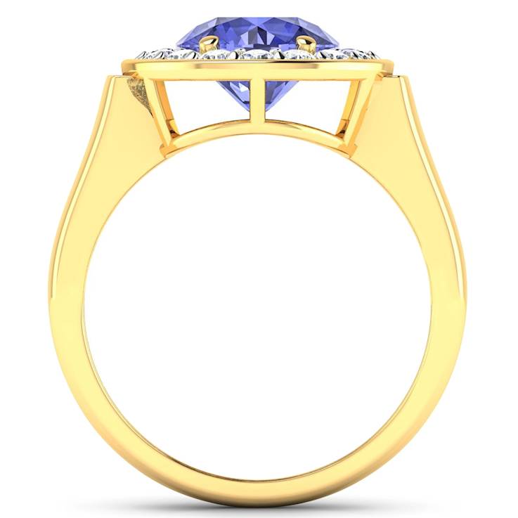 2.5ctw Violet Tanzanite and Diamond 14K Yellow Gold Halo Ring
