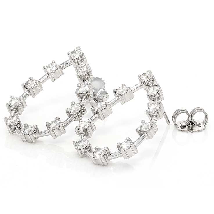 Graceful Lab-Grown Diamond Drop Earrings 1.60ctw In Sterling Silver