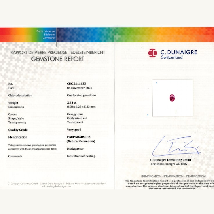 Padparadscha Sapphire 8.0x6.23mm Oval 2.31ct